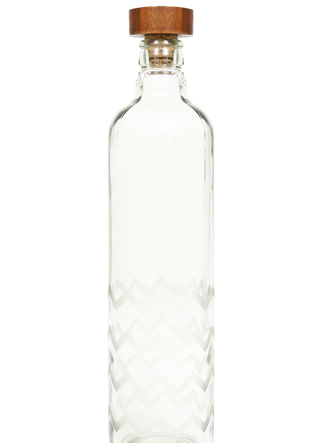 Frosted Chevron Glass Bottle W/Brown Wood Stopper Bottles & Containers| Roots Furniture