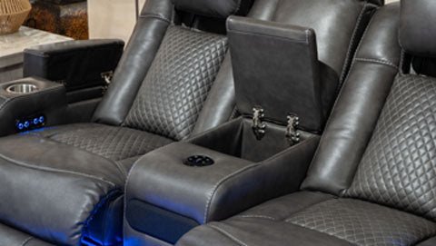 Fyne-Dyme Power Reclining Loveseat with Console Recliners| Ashley Homestore