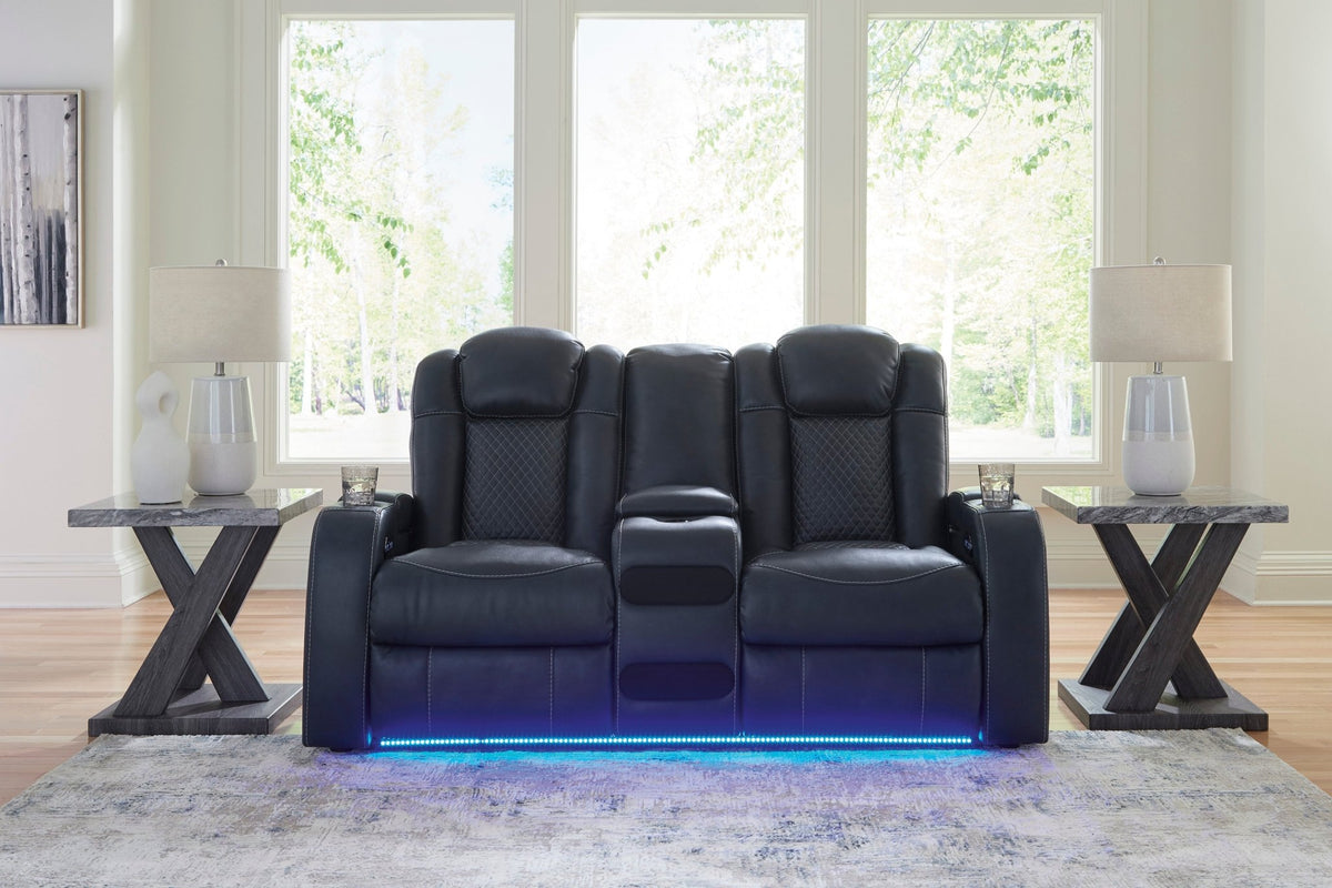 Fyne-Dyme Power Reclining Loveseat with Console Recliners| Ashley Homestore