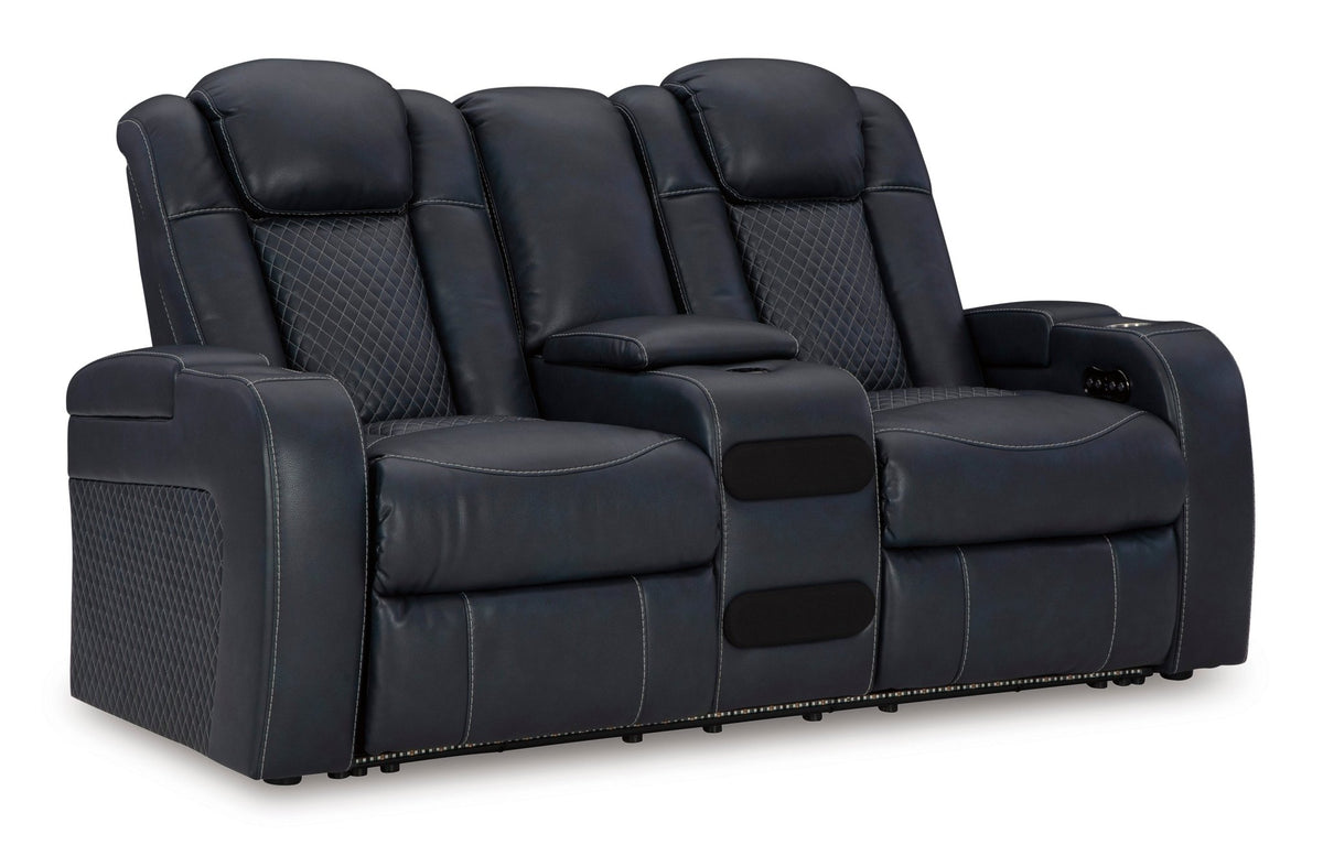 Fyne-Dyme Power Reclining Loveseat with Console Recliners| Ashley Homestore