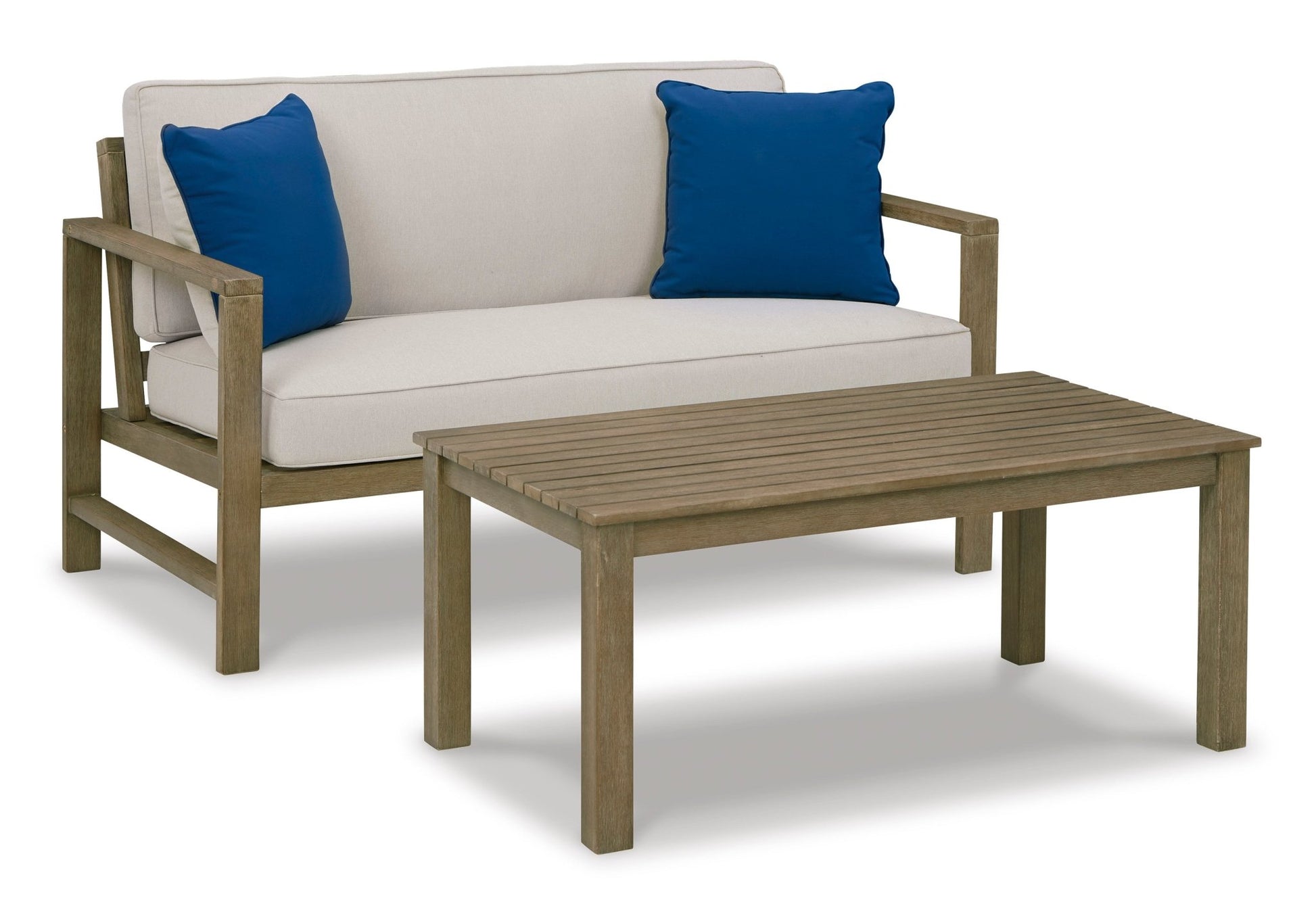 Fynnegan Outdoor Loveseat with Table (Set of 2) Outdoor Loveseats & Sofas| Ashley Homestore