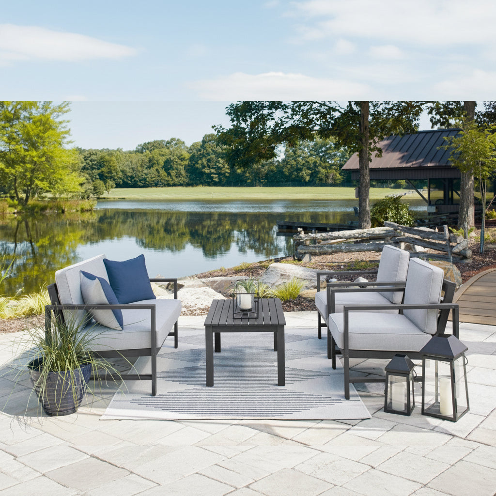 Fynnegan Outdoor Loveseat with Table (Set of 2) Outdoor Loveseats & Sofas| Ashley Homestore