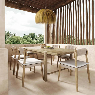 Gata Light Teak Outdoor Rectangular Dining Table Set - Al Rugaib Furniture