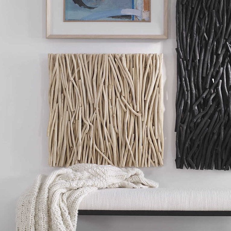 Gathered Teak Square Wood Wall Decor, Bleached Wall Art| Uttermost