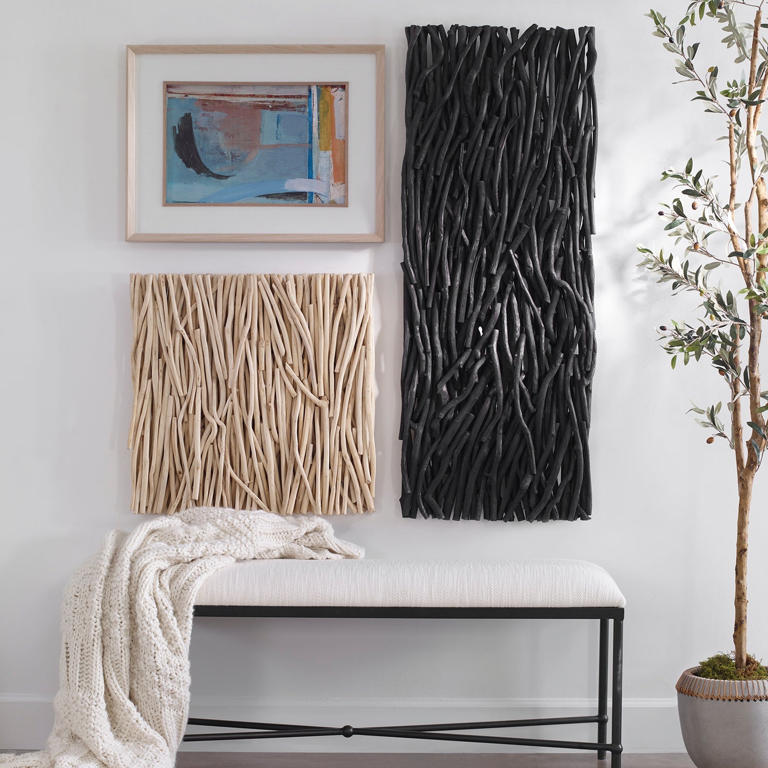 Gathered Teak Square Wood Wall Decor, Bleached Wall Art| Uttermost