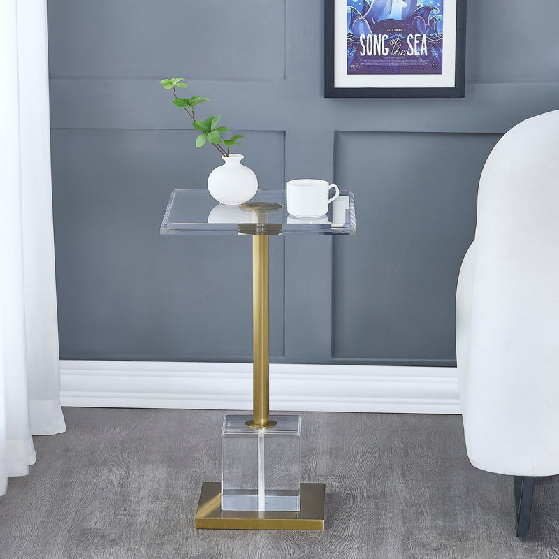 Gayna Brushed Brass End Table - Al Rugaib Furniture