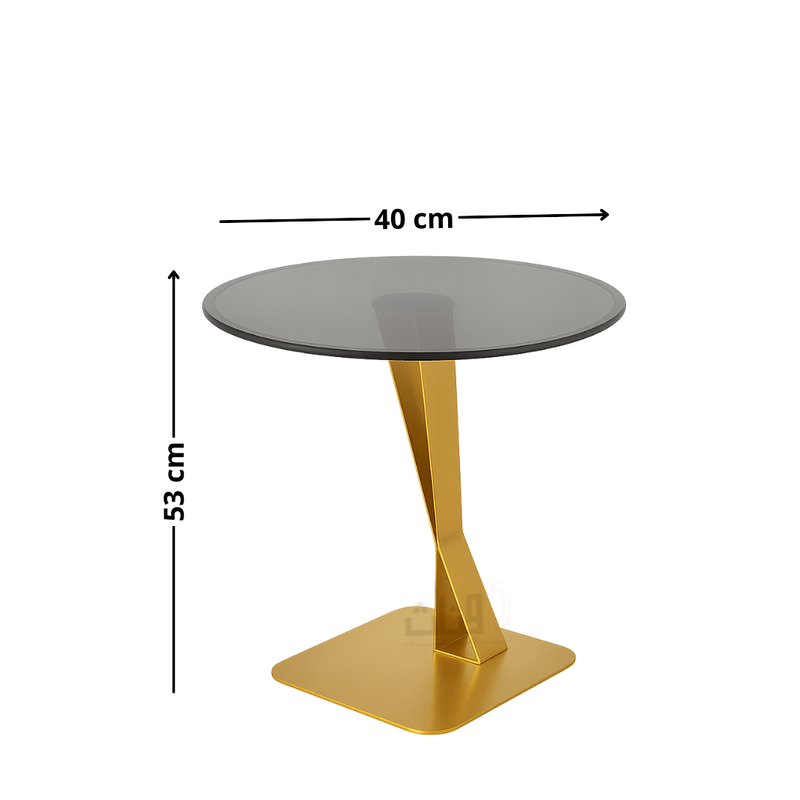 Geometric Luxury Side Table – Glass Top with Gold Stainless Steel Base - Al Rugaib Furniture