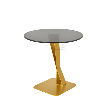Geometric Luxury Side Table – Glass Top with Gold Stainless Steel Base - Al Rugaib Furniture
