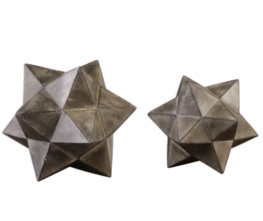 Geometric Stars Sculpture, S/2 Table Decors| Uttermost