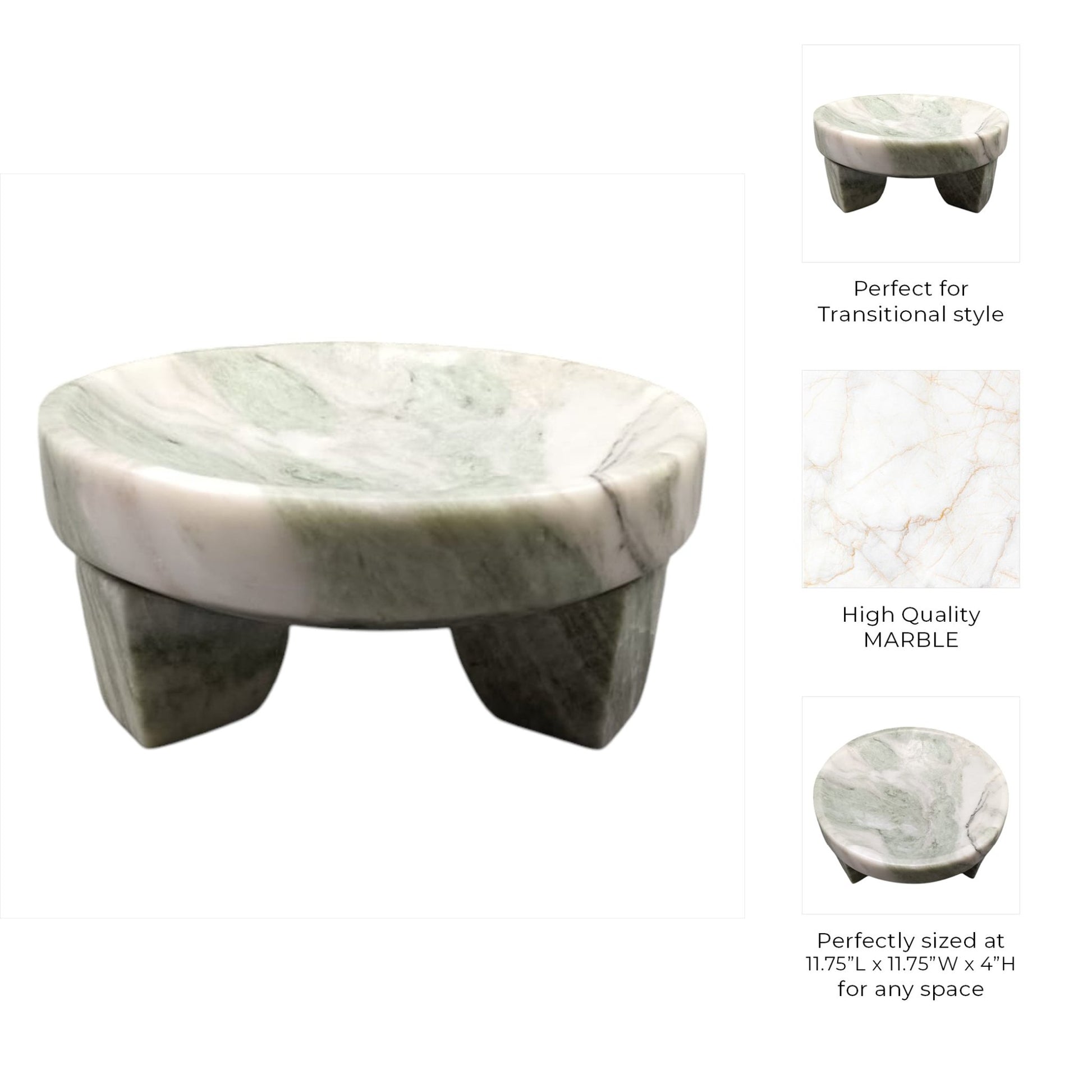 Gibeon Onyx Green Marble Bowl Table Decors| Sagebrook Home