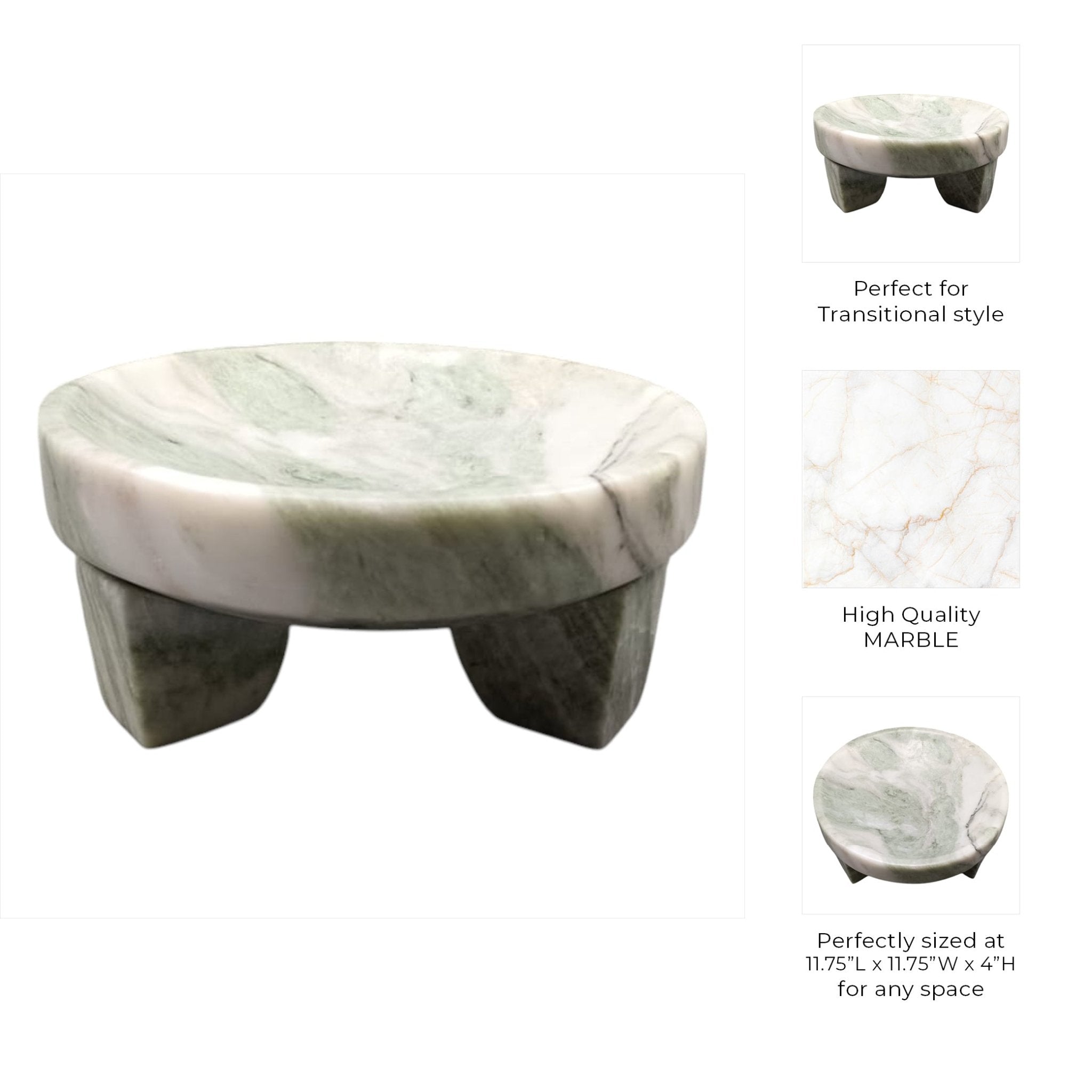 Gibeon Onyx Green Marble Bowl Table Decors| Sagebrook Home