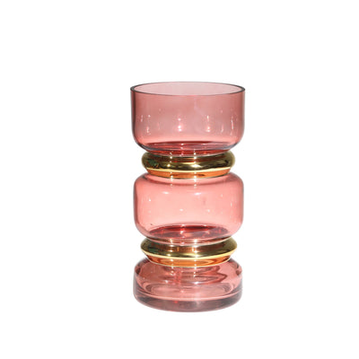 GLASS 10" EDGED W/GO;D BELT, PINK - Al Rugaib Furniture