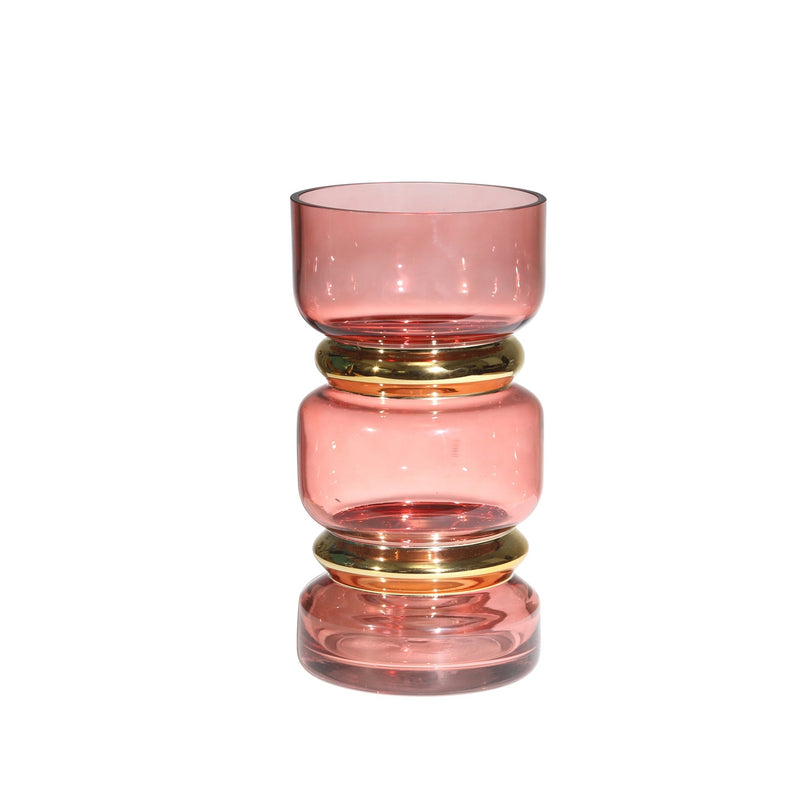 GLASS 10" EDGED W/GO;D BELT, PINK - Al Rugaib Furniture