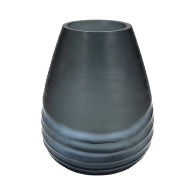Glass, 10" Etched Vase, Blue - Al Rugaib Furniture