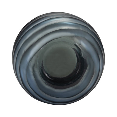 Glass, 10" Etched Vase, Blue - Al Rugaib Furniture