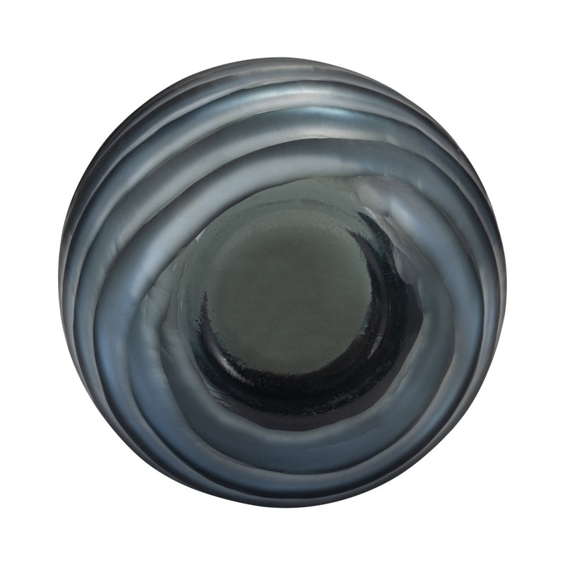 Glass, 10" Etched Vase, Blue - Al Rugaib Furniture