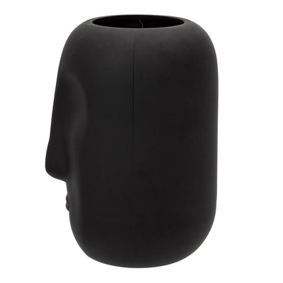 GLASS 10" FACE VASE, BLACK - Al Rugaib Furniture