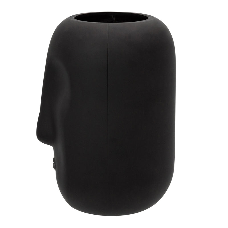 GLASS 10" FACE VASE, BLACK - Al Rugaib Furniture