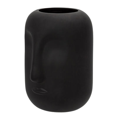 GLASS 10" FACE VASE, BLACK - Al Rugaib Furniture