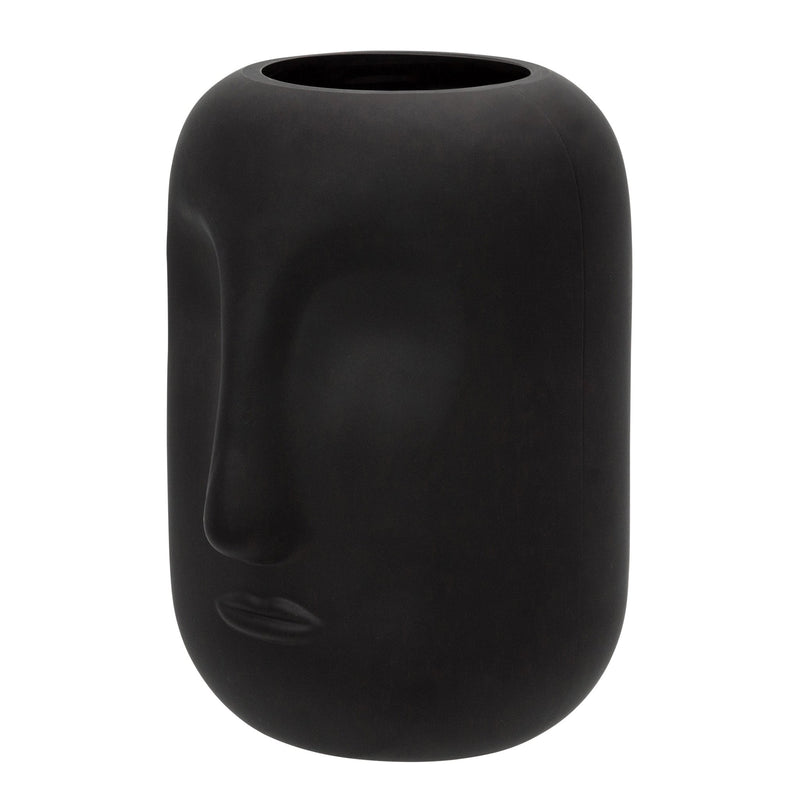 GLASS 10" FACE VASE, BLACK - Al Rugaib Furniture