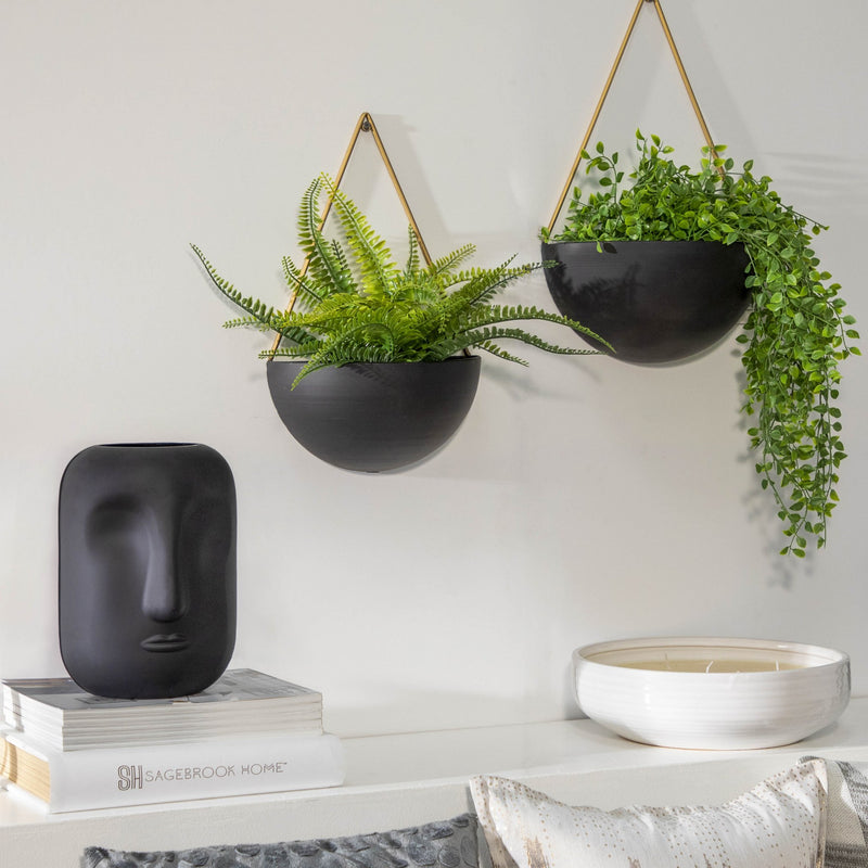 GLASS 10" FACE VASE, BLACK - Al Rugaib Furniture