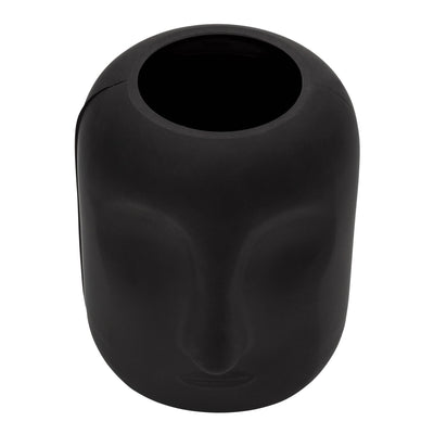 GLASS 10" FACE VASE, BLACK - Al Rugaib Furniture