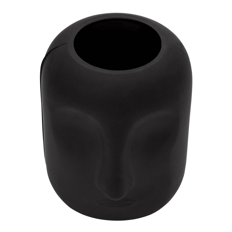 GLASS 10" FACE VASE, BLACK - Al Rugaib Furniture