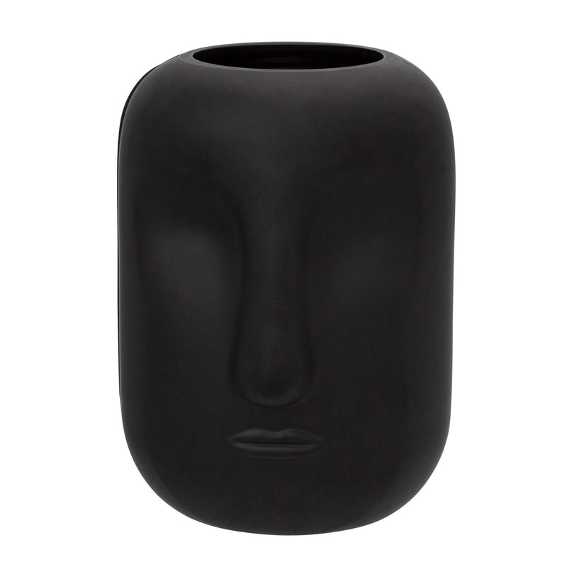 GLASS 10" FACE VASE, BLACK - Al Rugaib Furniture