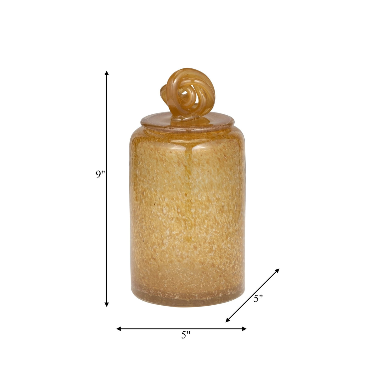 GLASS, 10" JAR W/ KNOT LID AMBER BUBBLE Vases and Jars| Sagebrook Home