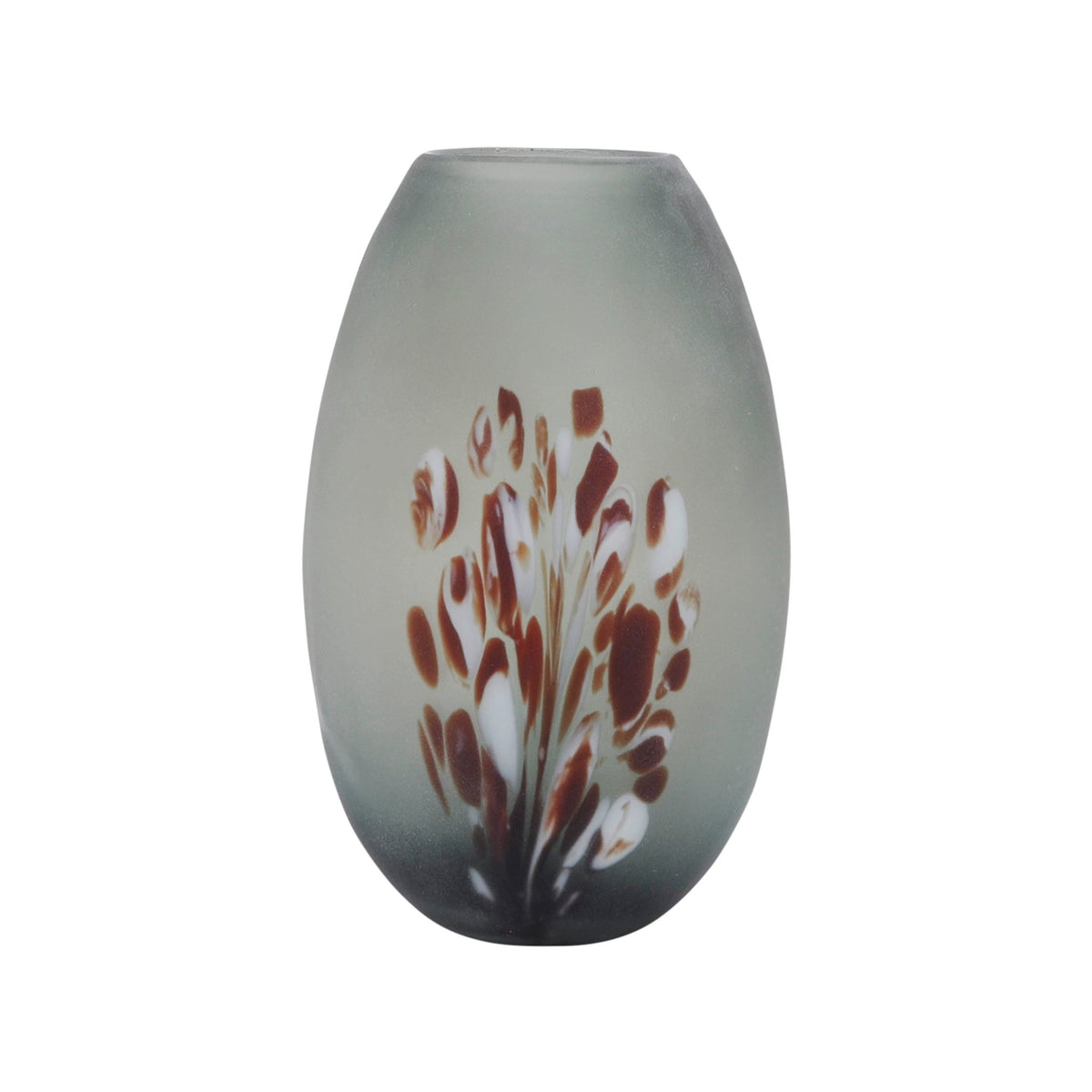 GLASS, 10''H, FROSTED VASE WITH RED DETAIL-GRAY Vases and Jars| Sagebrook Home