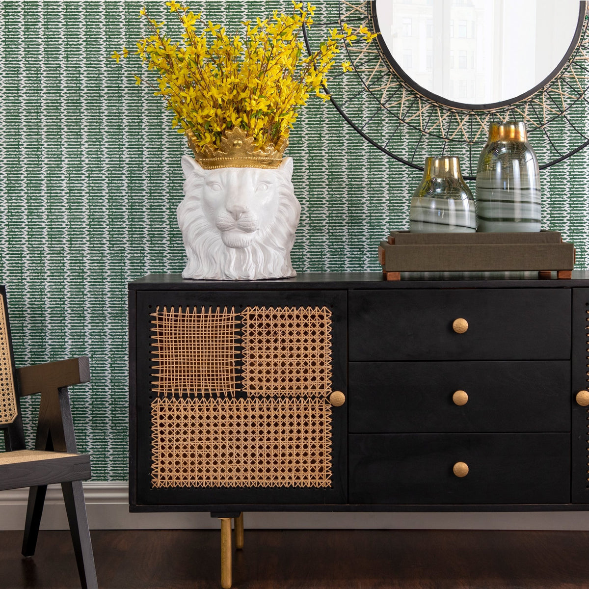 Glass 10"H Metallic Vase, Black/Gold Vases and Jars| Sagebrook Home