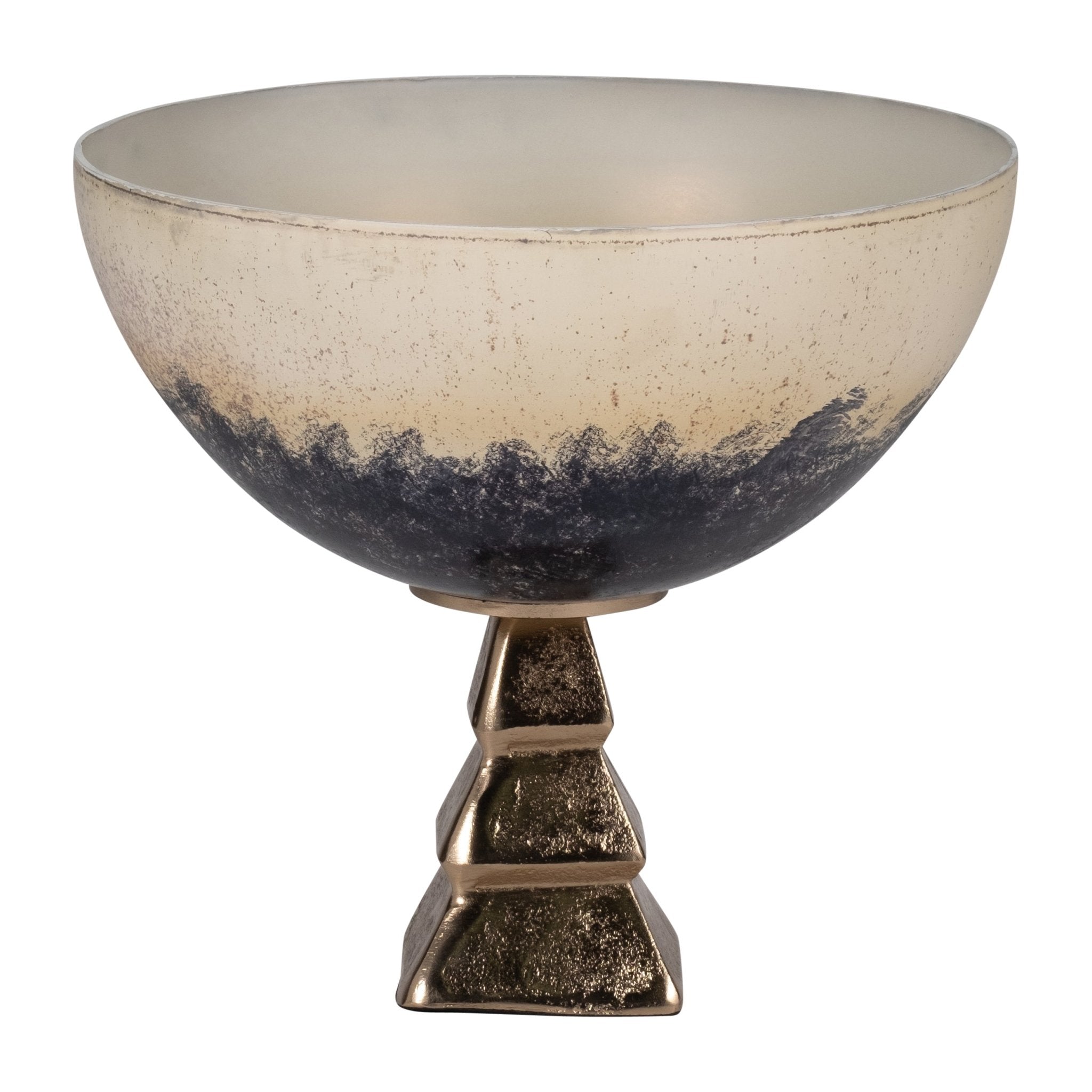 GLASS, 11" BOWL W/ STAND, 2-TONE WHITE Bowl| Sagebrook Home