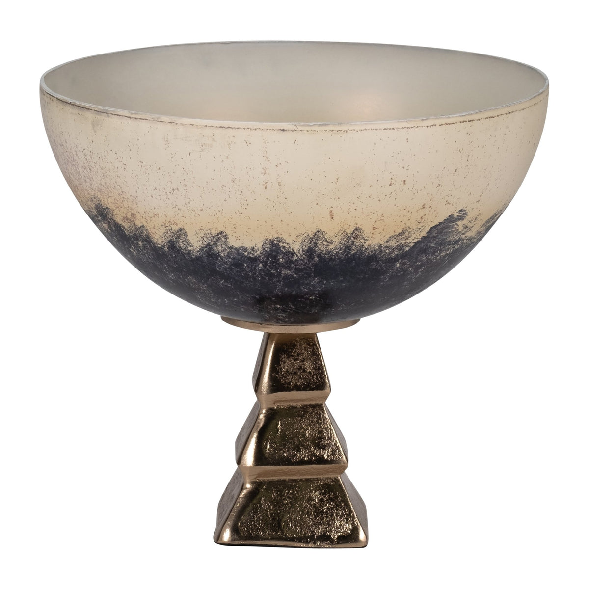 GLASS, 11" BOWL W/ STAND, 2-TONE WHITE Bowl| Sagebrook Home