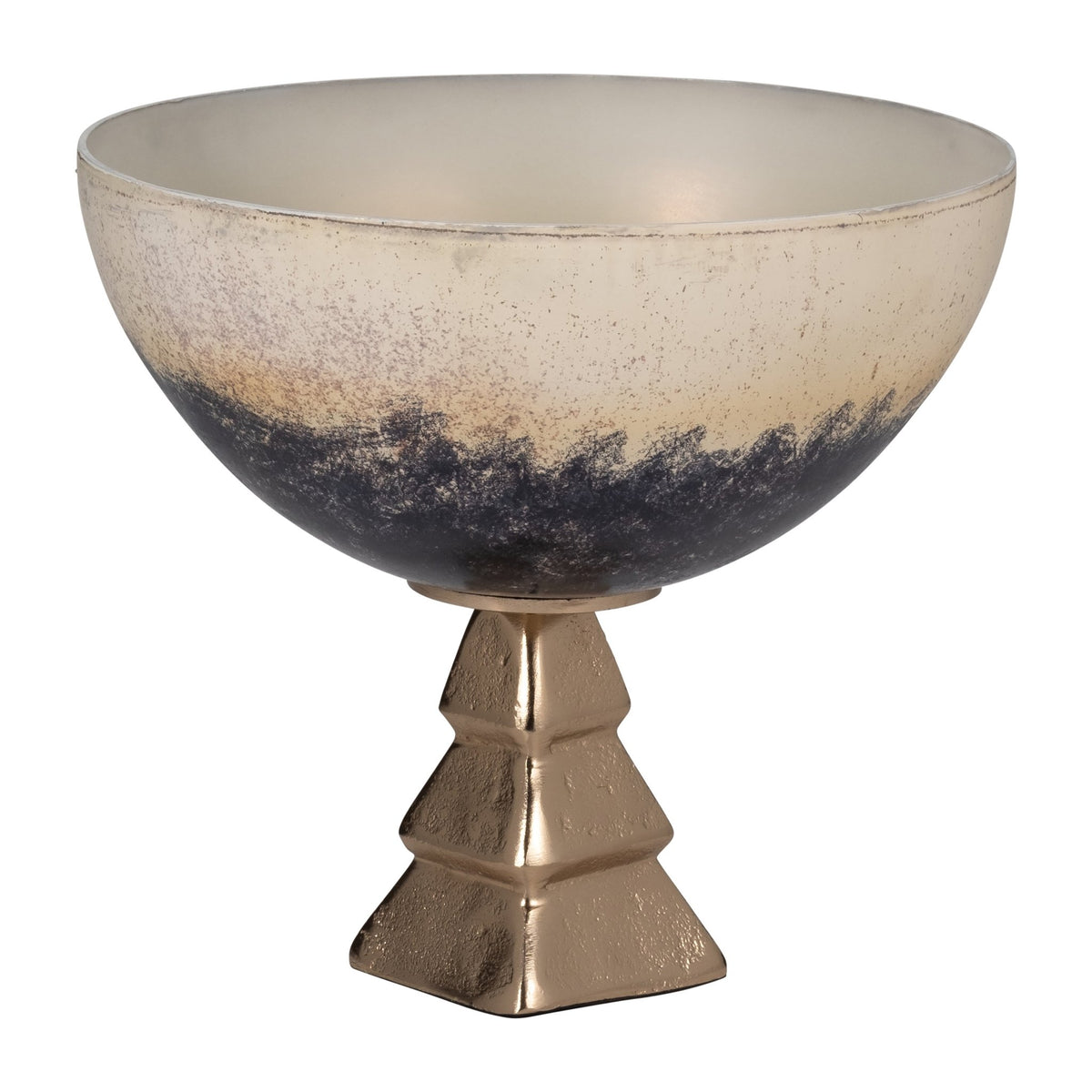 GLASS, 11" BOWL W/ STAND, 2-TONE WHITE Bowl| Sagebrook Home
