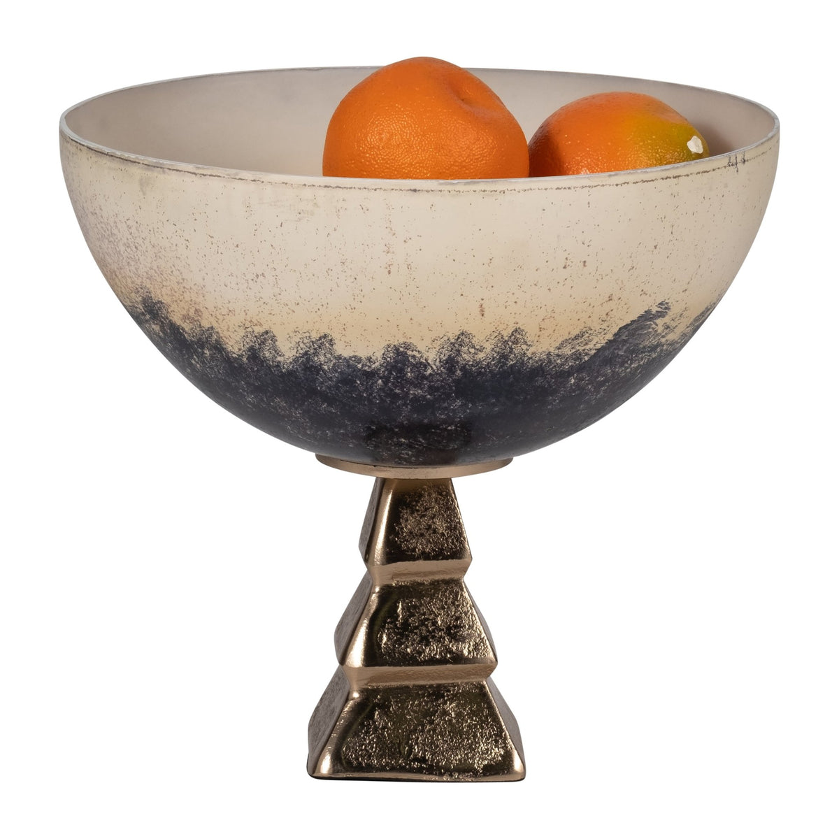 GLASS, 11" BOWL W/ STAND, 2-TONE WHITE Bowl| Sagebrook Home
