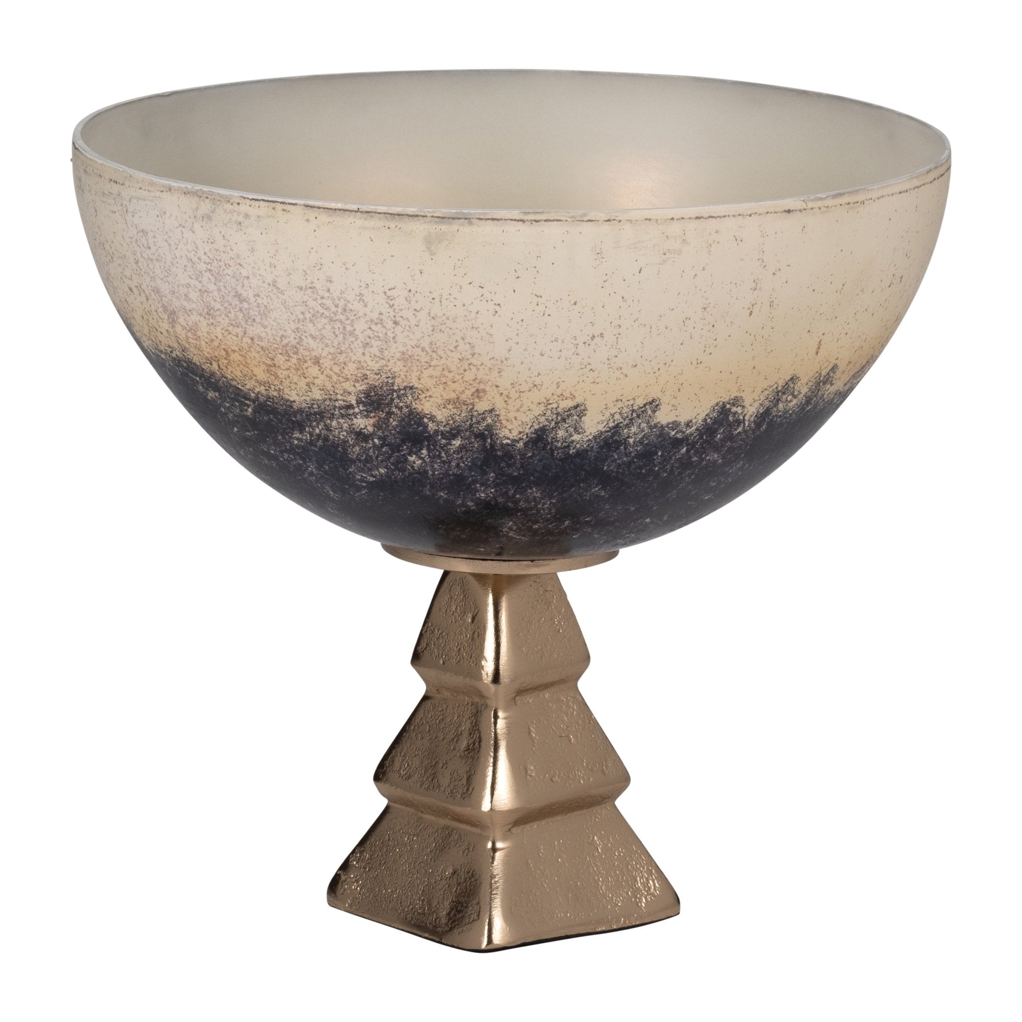 GLASS, 11" BOWL W/ STAND, 2-TONE WHITE Bowl| Sagebrook Home