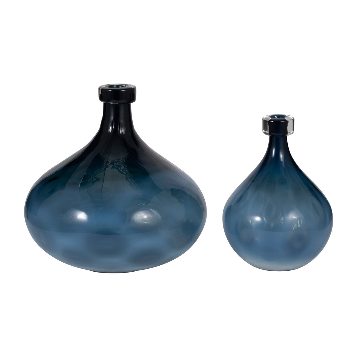 GLASS, 11" DIMPLE VASE BLUE Vases and Jars| Sagebrook Home