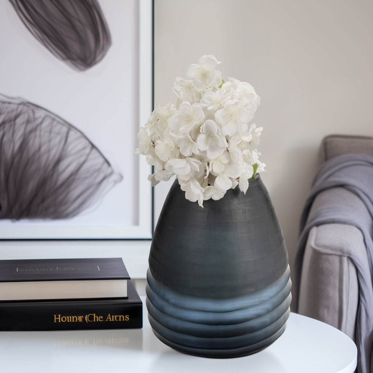 Glass, 11" Etched Vase, Blue Vases and Jars| Sagebrook Home