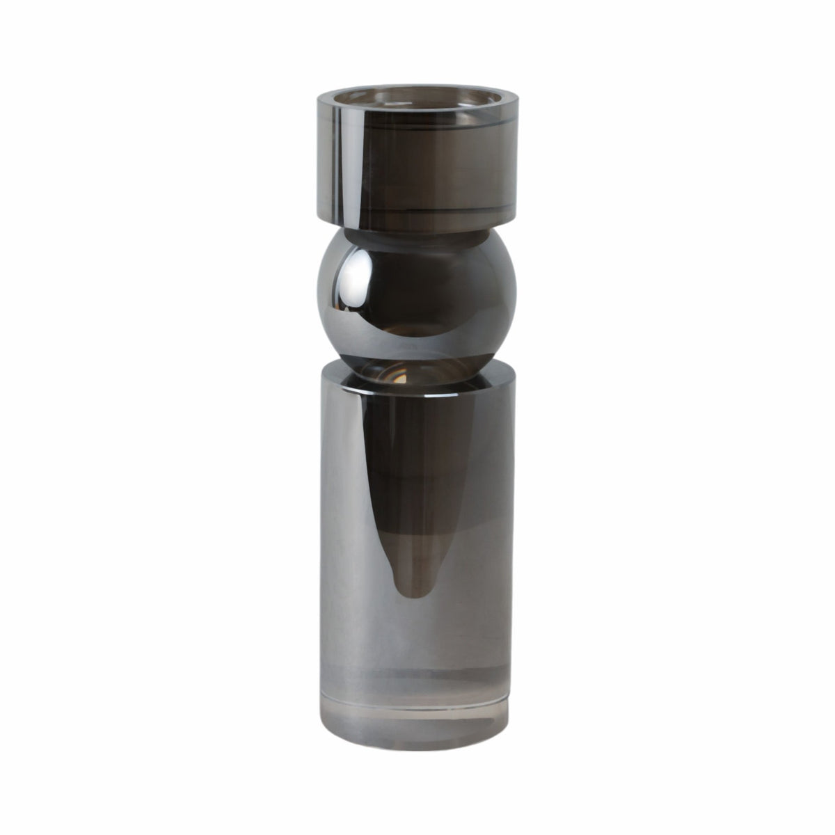 GLASS 11"H PILLAR CANDLE HOLDER, SMOKE Candle Holders| Sagebrook Home