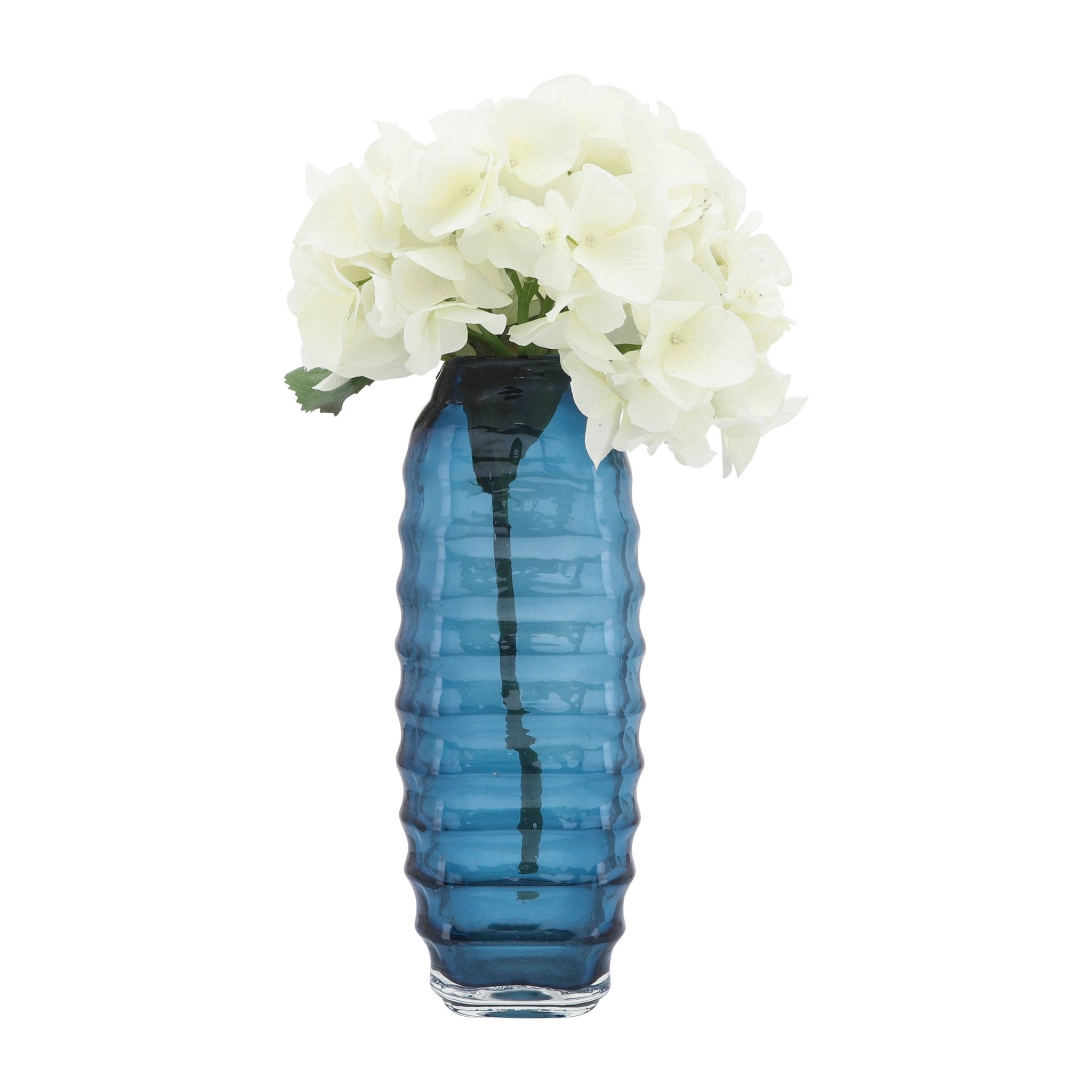 Glass, 11''H, Riged Vase, Turqoise Vases and Jars| Sagebrook Home