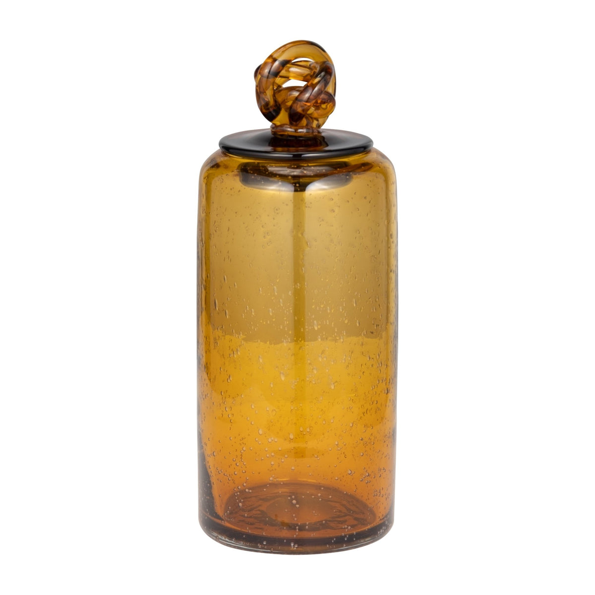 GLASS, 12" JAR W/ KNOT LID DARK AMBER | Sagebrook Home