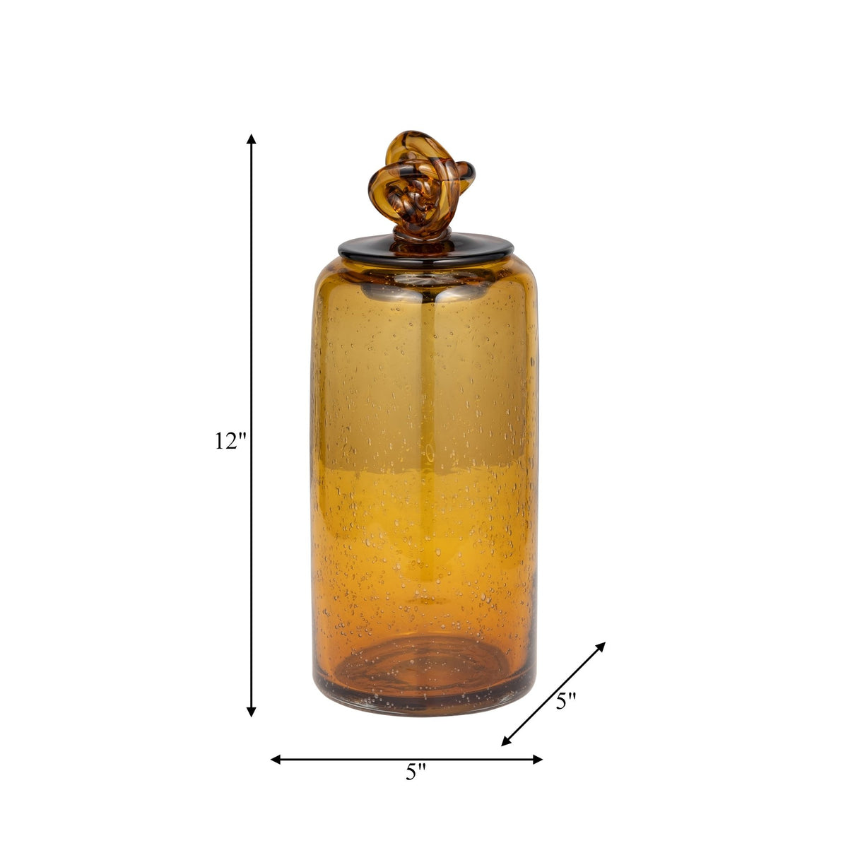 GLASS, 12" JAR W/ KNOT LID DARK AMBER | Sagebrook Home