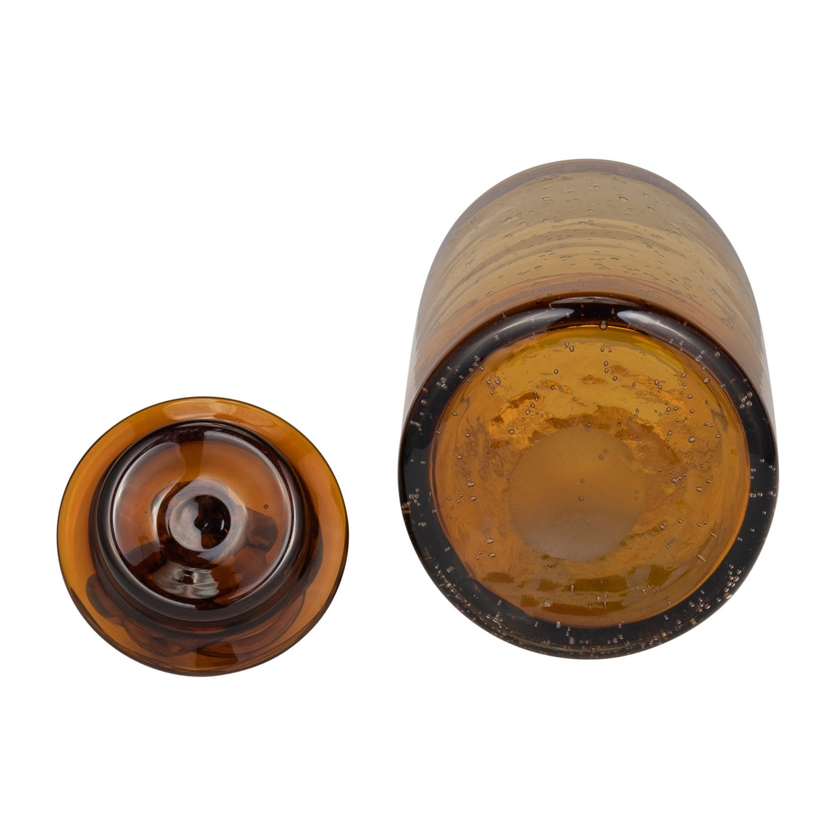 GLASS, 12" JAR W/ KNOT LID DARK AMBER | Sagebrook Home
