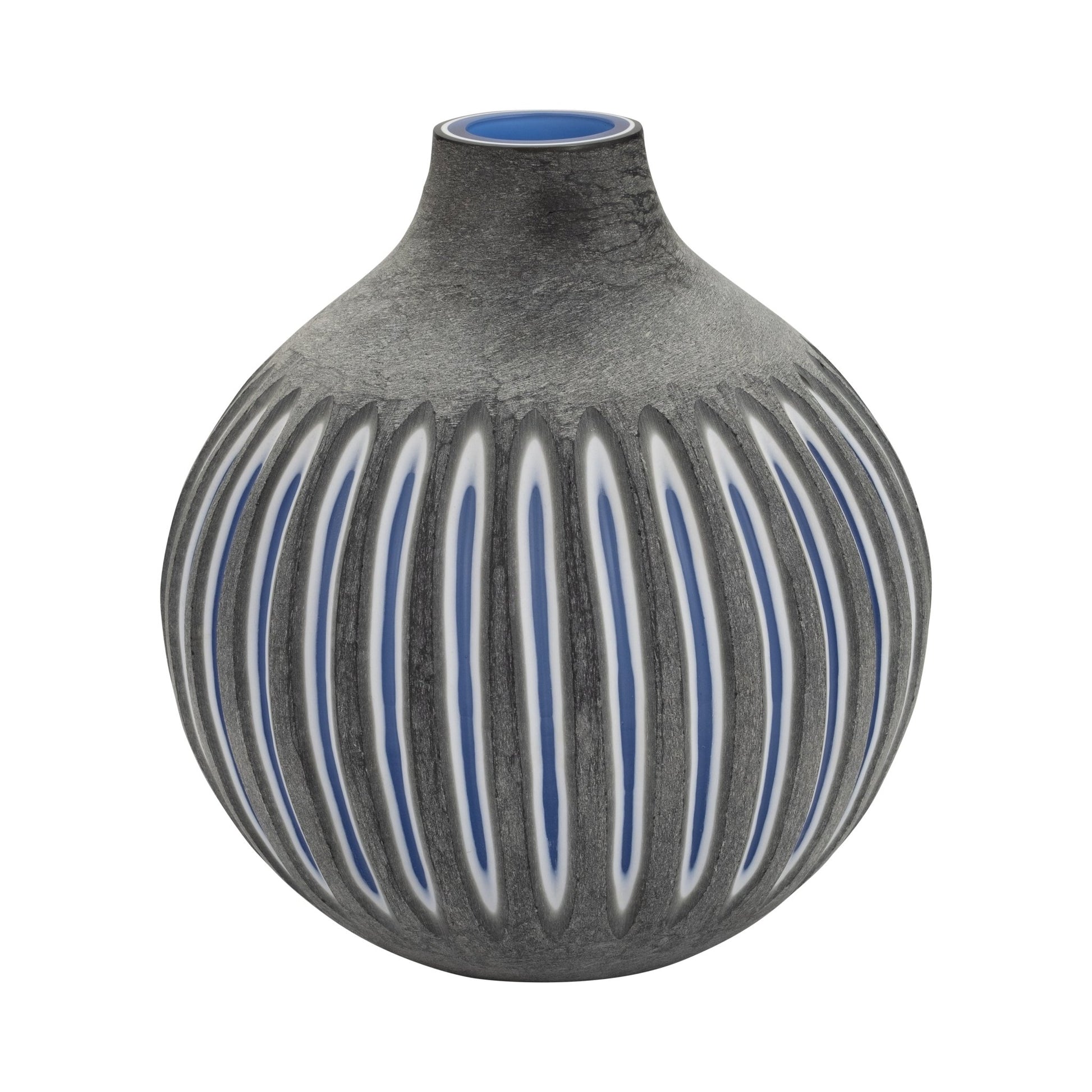 GLASS, 12" RIDGED VASE, BLUE/GRAY Vases and Jars| Sagebrook Home