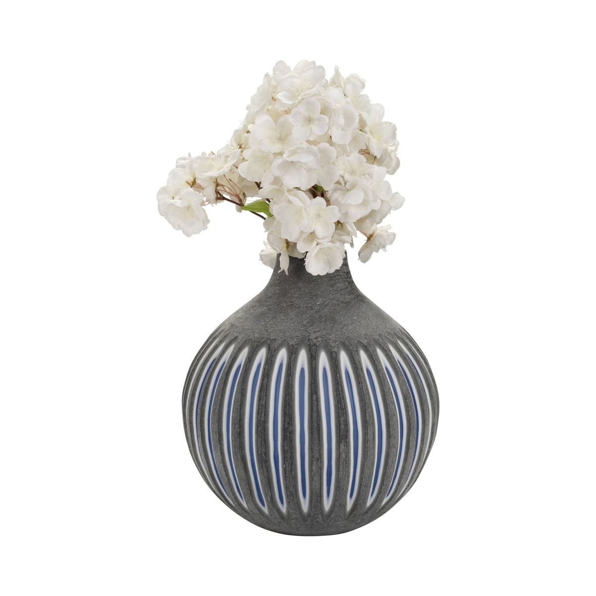 GLASS, 12" RIDGED VASE, BLUE/GRAY Vases and Jars| Sagebrook Home