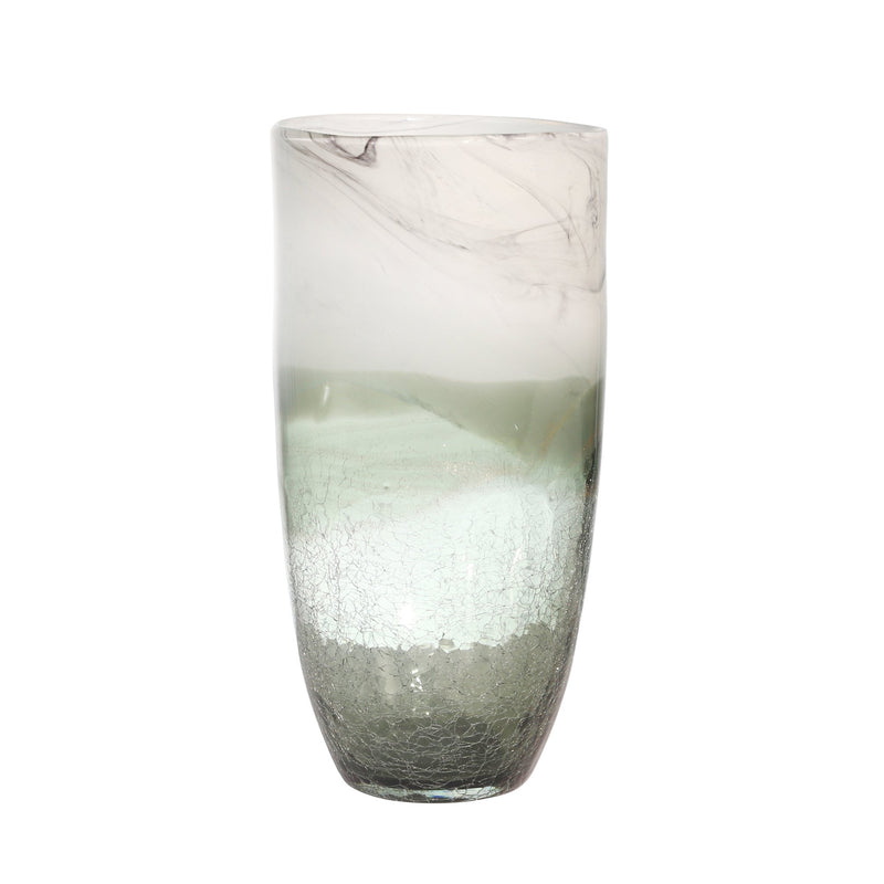 GLASS 12" SMOKEY VASE, GRAY - Al Rugaib Furniture