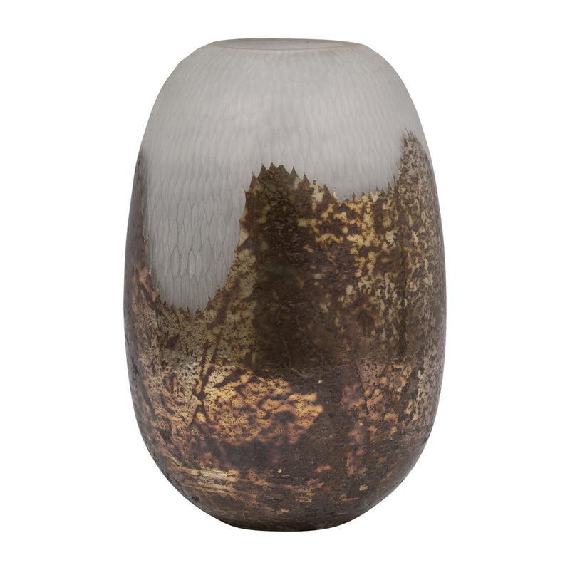GLASS, 12" TEXTURED VASE W FOIL, MULTI - Al Rugaib Furniture