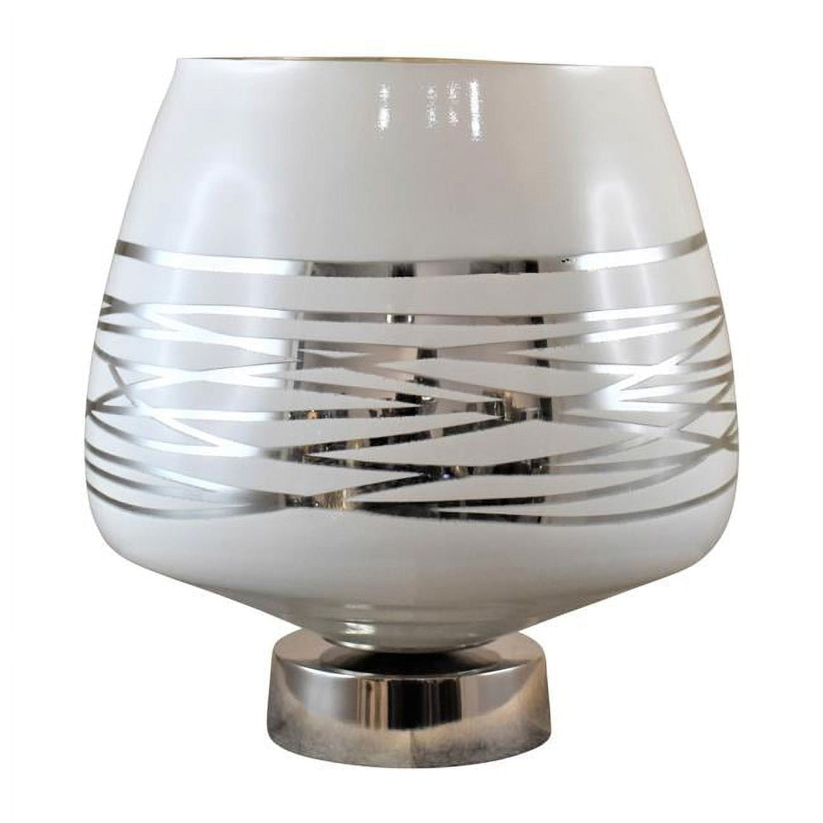 GLASS, 12" VASE W/ SILVER BASE, WHITE Vases and Jars| Sagebrook Home