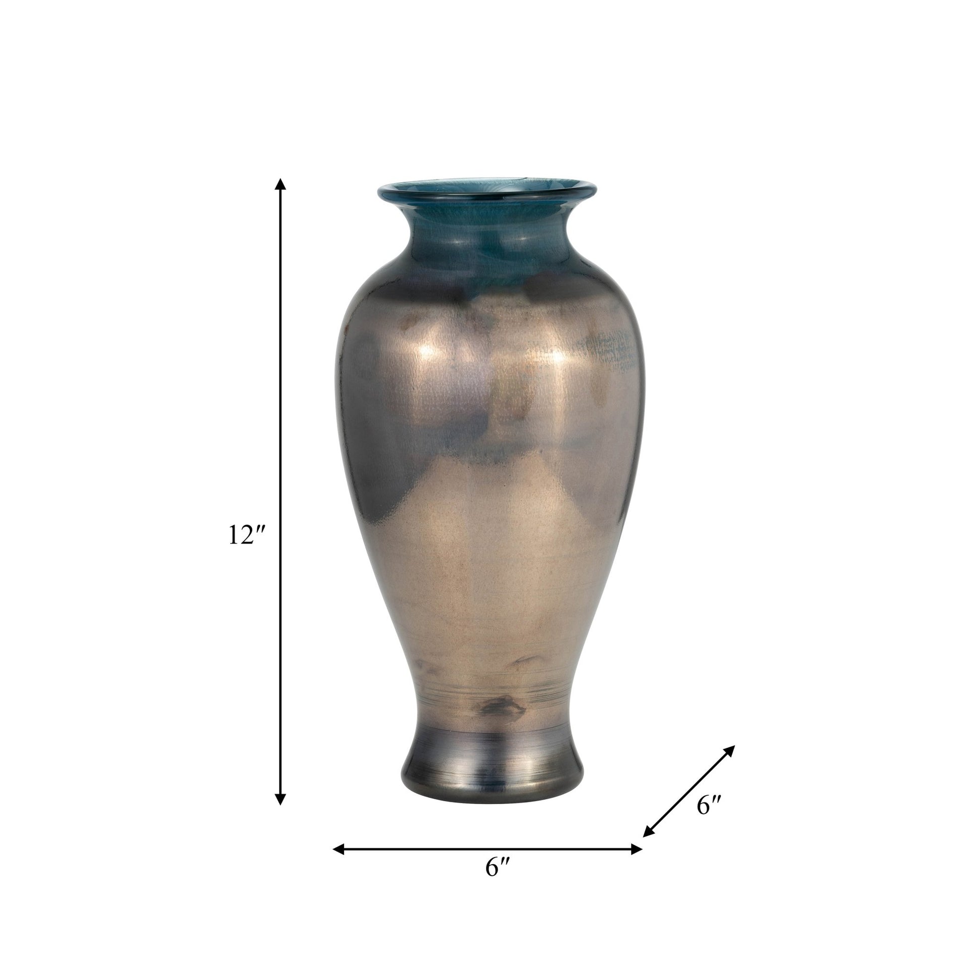 GLASS, 12"H OLPE VASE, TEAL | Sagebrook Home