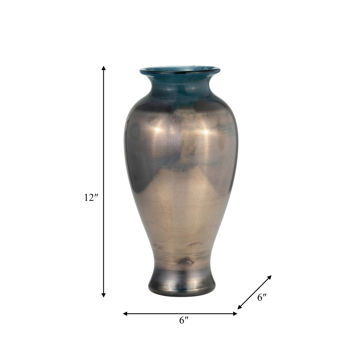 GLASS, 12"H OLPE VASE, TEAL | Sagebrook Home